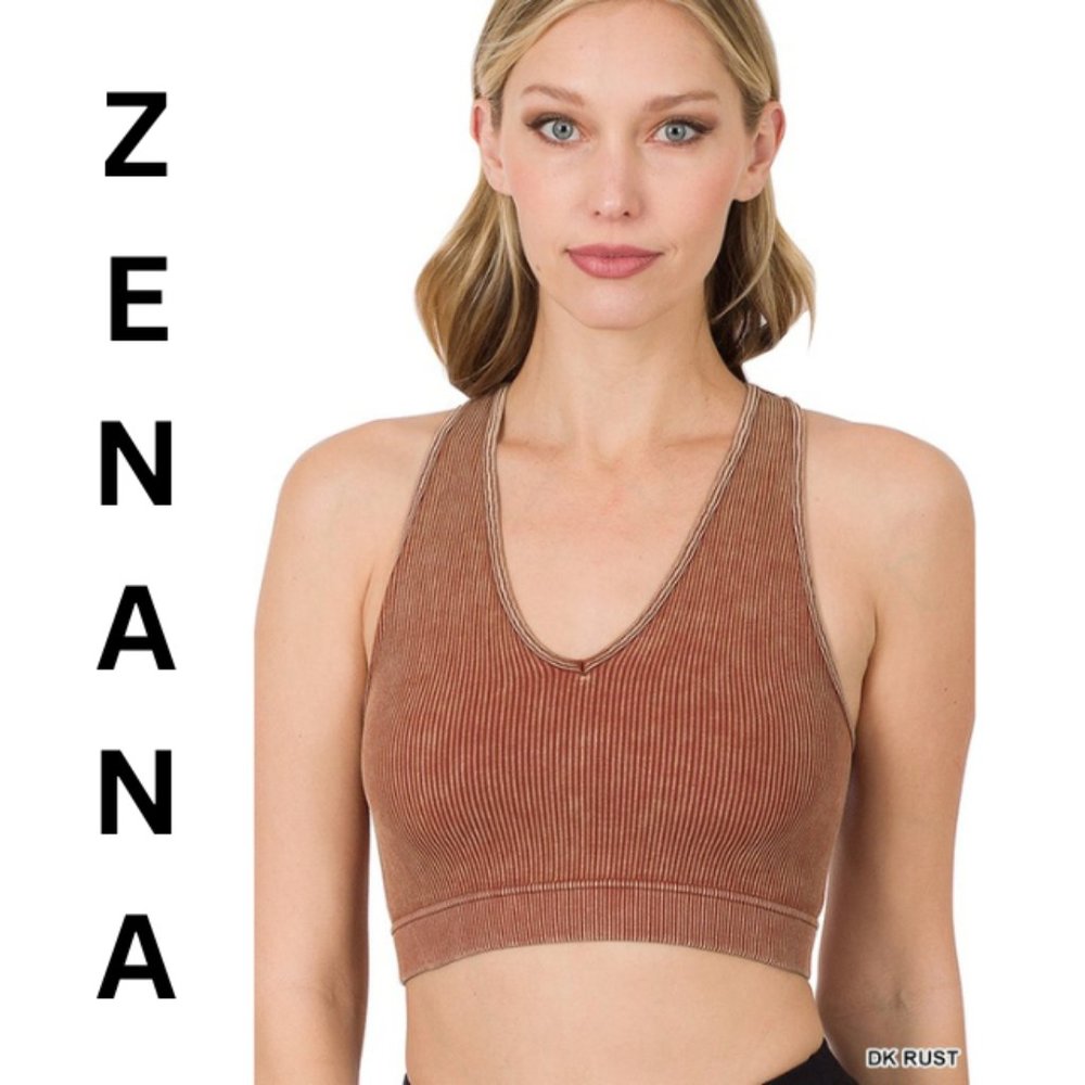 Zenana Washed Ribbed Racerback Tank Top
